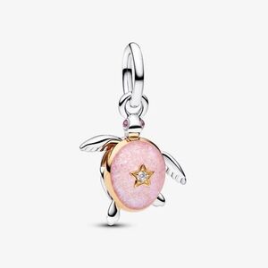 Authentic 2026 Pink Sea Turtle Lab-grown Diamond Dangle Charm